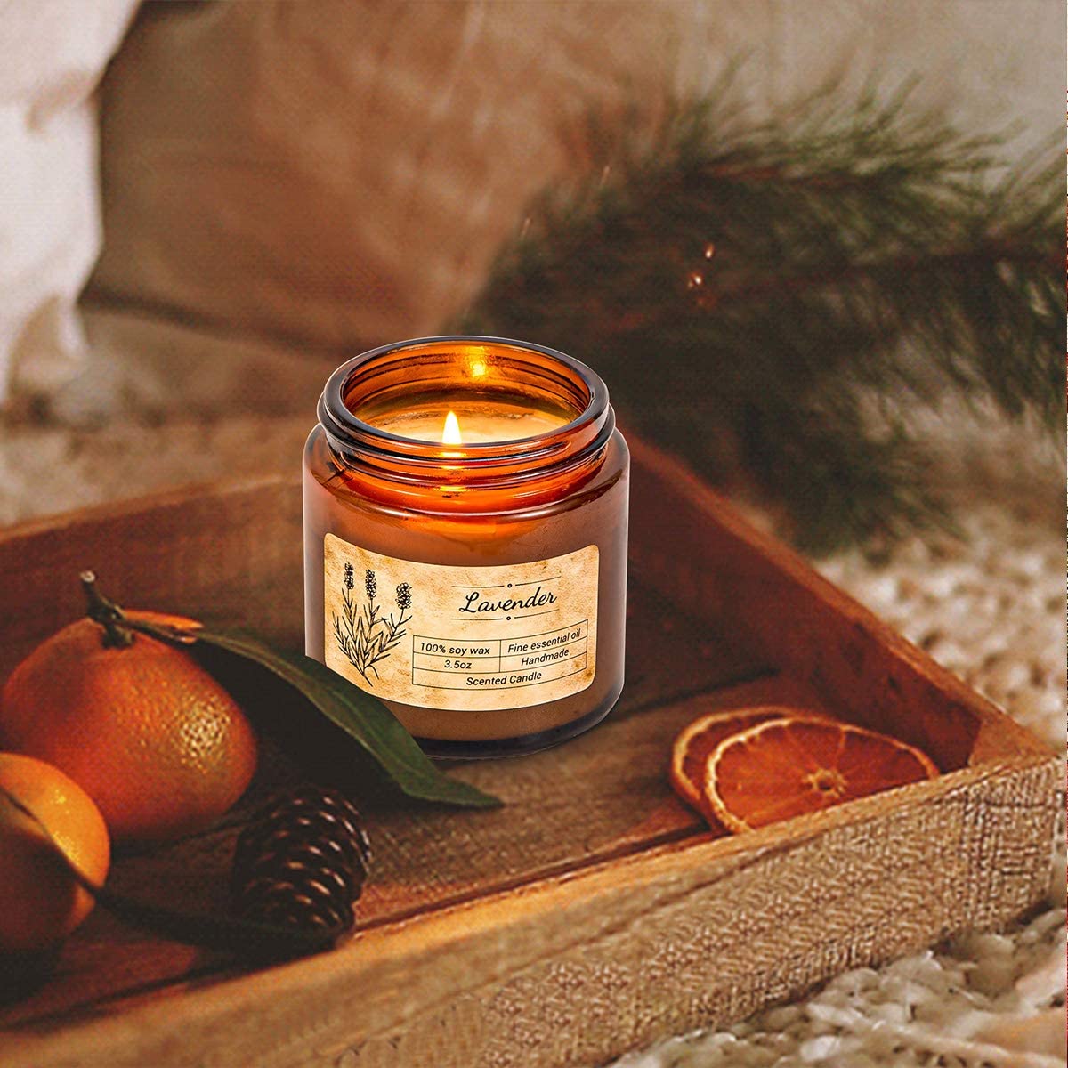 Scented Candles Gift Set, Soy Wax Candles of Vanilla Honey, Fresh Rose, and Lavender, Perfect Candle
